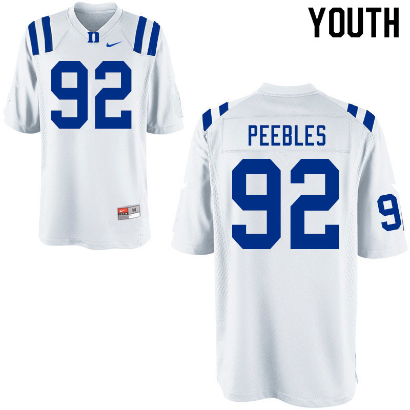 Youth #92 Aeneas Peebles Duke Blue Devils College Football Jerseys Sale-White
